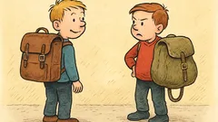 Vitsi: Kaksi koulupoikaa kehuskelee repuillaan