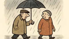 Vitsi: Kaksi dementoitunutta vanhusta käveli sateessa